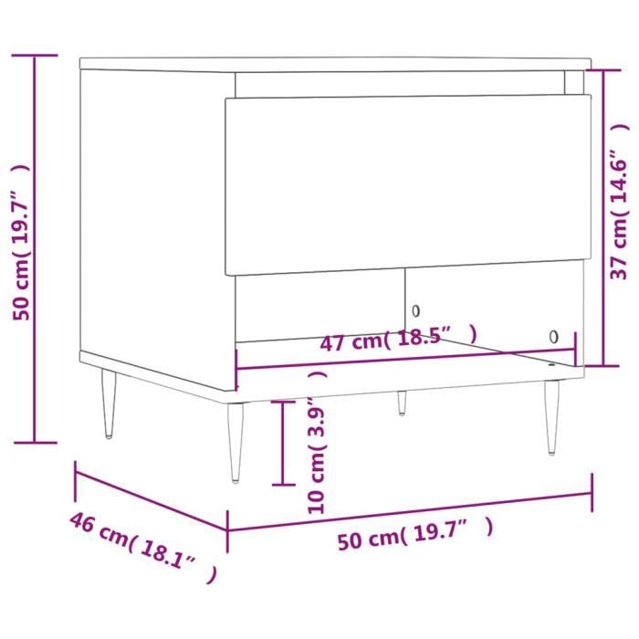 VidaXL Table basse noir 50x46x50 cm bois d’ingénierie 830894