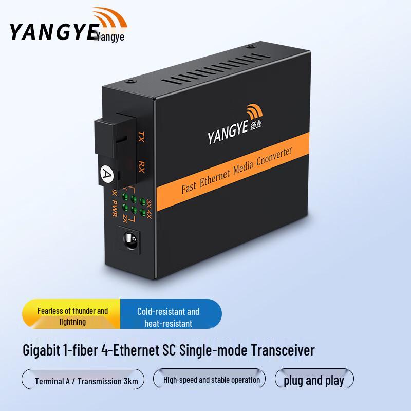 Gigabit Single Mode Single Fiber Optic Media Converter