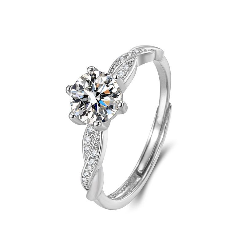 

Xiaohongshu 1-Carat Diamond Ring: Elegant Eight Hearts & Arrows Design with Six Prongs, Perfect for Weddings. Adjustable