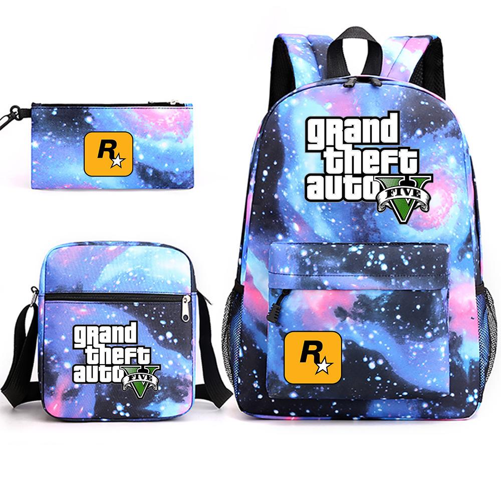 Grand Theft Auto Spel Merchandise Mode Student Schooltas Rugzak Schouder Etui 3-Delige Set