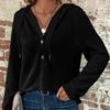 Autumn and Winter New Solid Color Hooded Button Loose Long Sleeve Pullover Sweater for Women