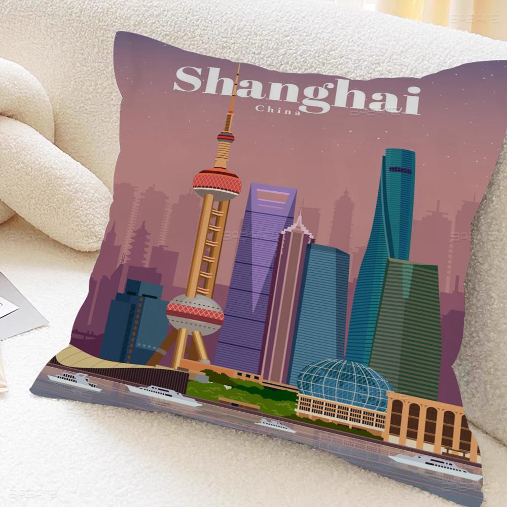 World Cities Travel Pillow Anime Pillow Sofa Bed Head Pillow Cover Cushion Cover 45x45 Cm Fashion