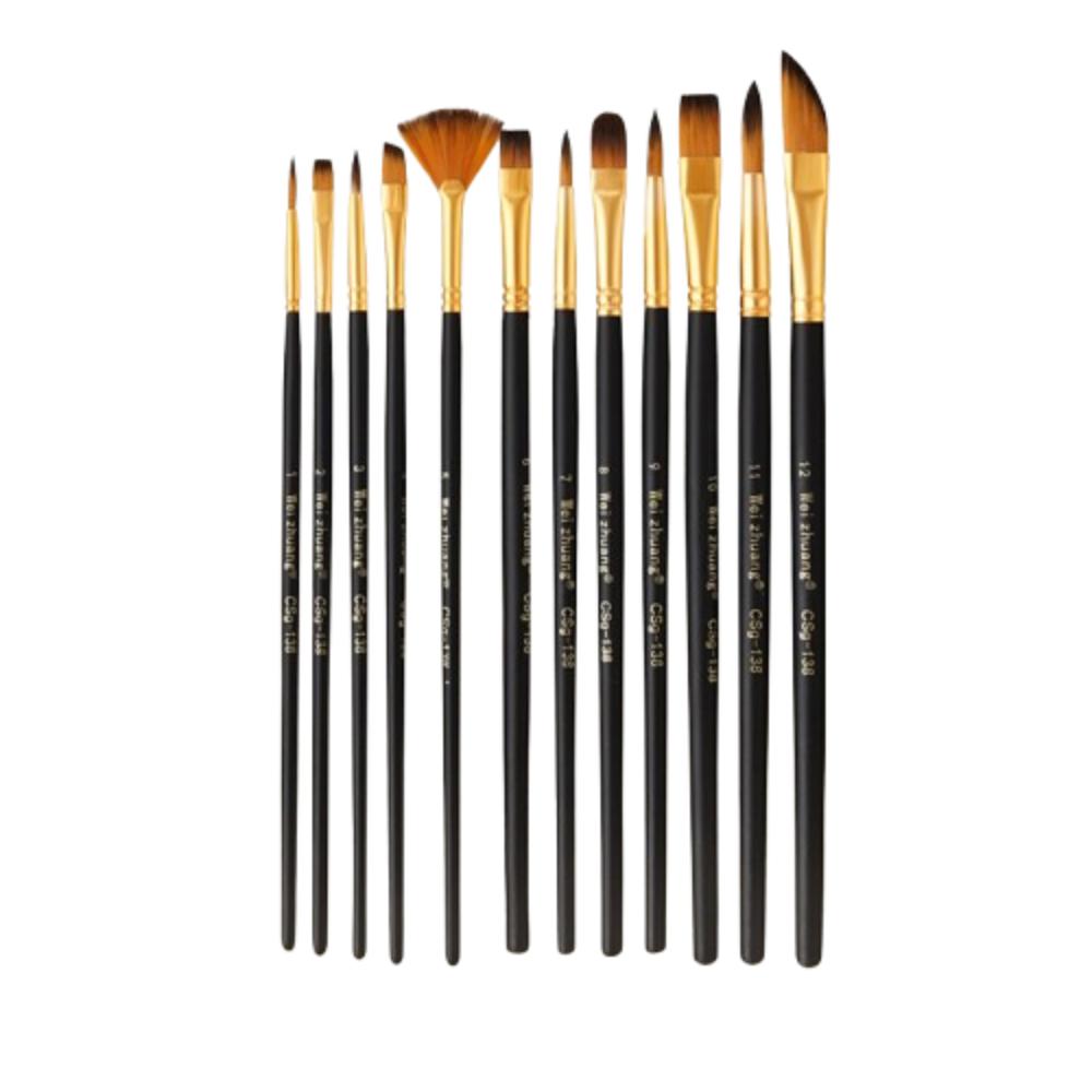 

12pcs/set Easy To Hold Painting Brushes Set Multifunctional Art Paint Brushes School