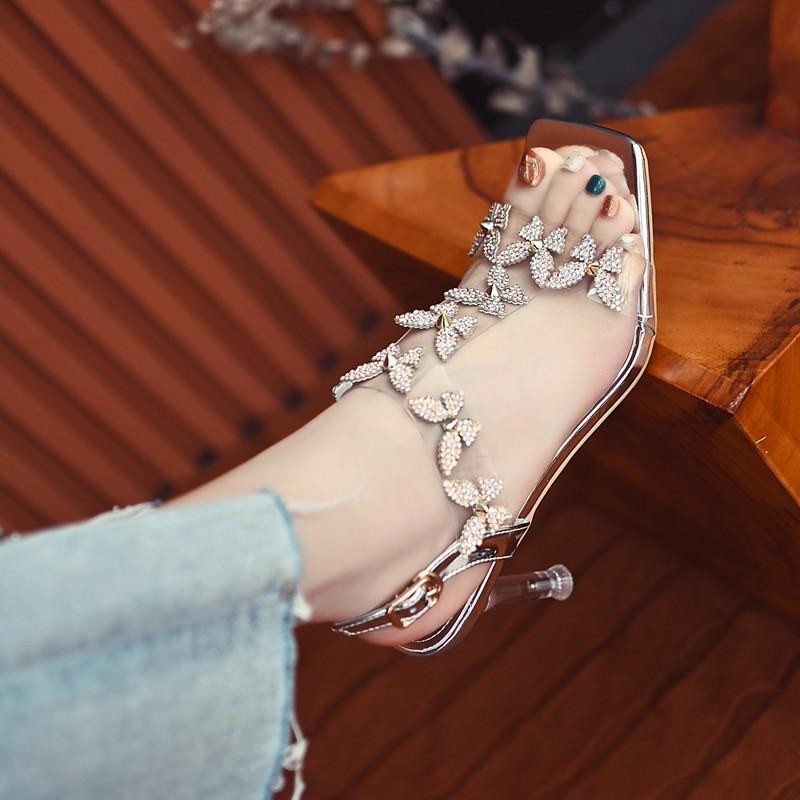 Мода 2024 Новые милые босоножки женские вечерние туфли на тонком высоком каблуке женские — фото 3