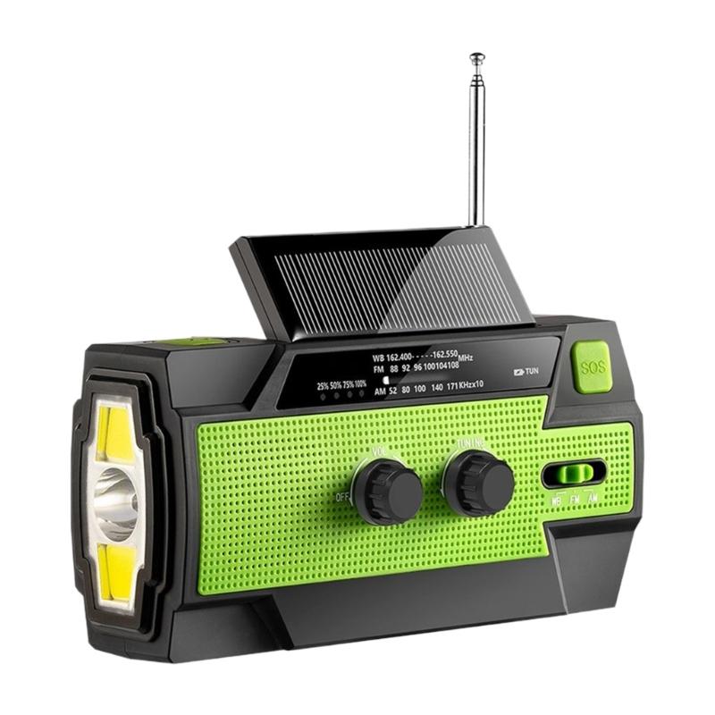

Hand Cranked Radio with LED Flashlight for Emergency AM FM Alert Portable Weather Radio 4000mAh Power Supply for Camping 1