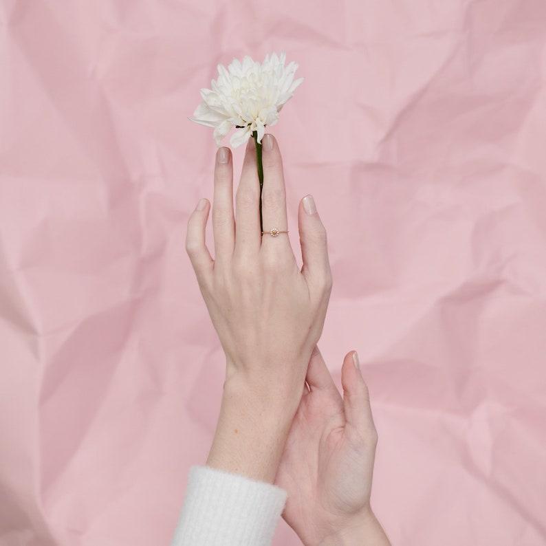 Yellow Sapphire Ring with Tiny , Round Gemstones, 925 Sterling Silver Ring, Thin Triangular Band, Natural Gemstone Jewelry, Gift for Her