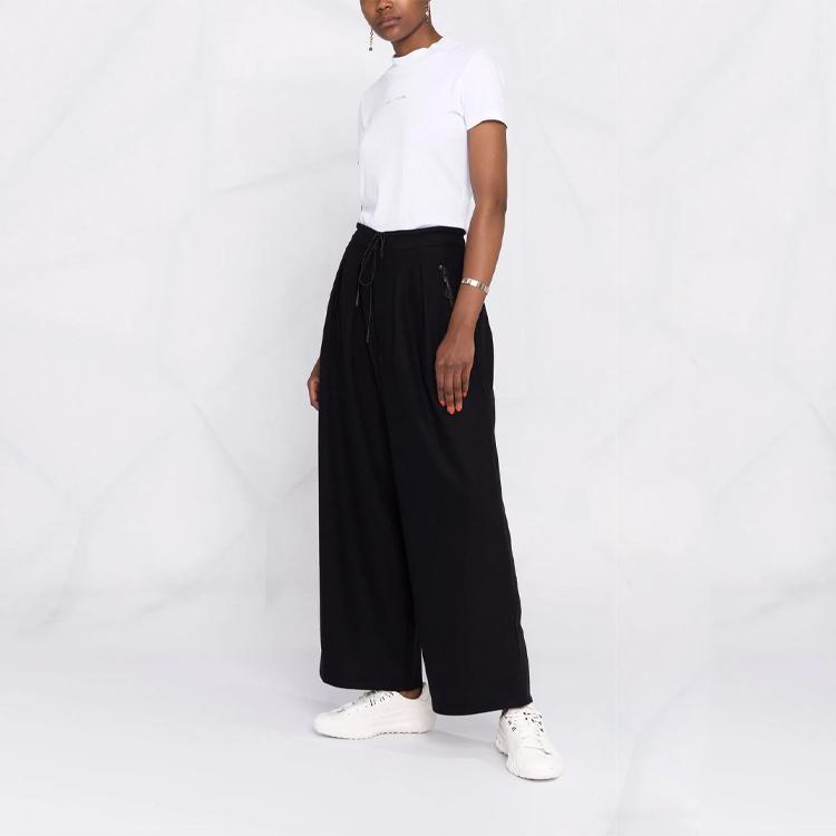 Y-3 Solid Color High Waist Tied Wide Leg Casual Pants Women bottoms Black HB3364