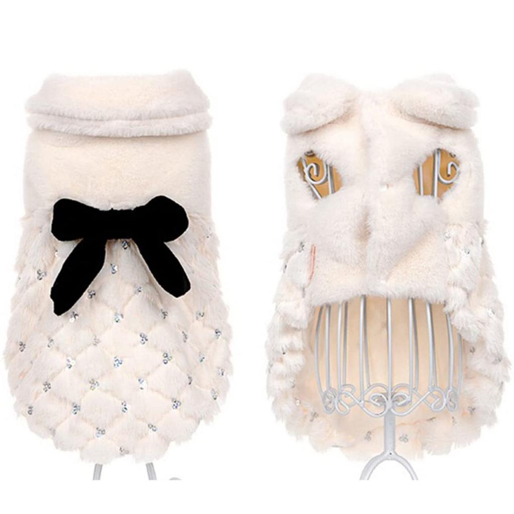 New Fashion Pet Dog Sequin Bow Princess Coat Keep Warm Dog Clothing