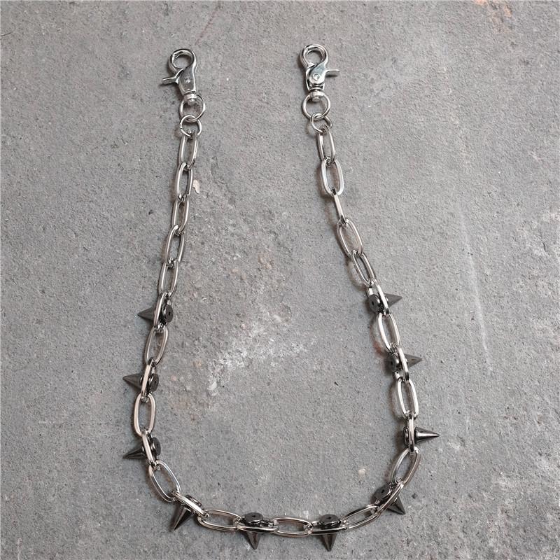 Trendy Punk Hip-Hop Leather Belt Waist Chain for Men And Women Silver Metal Pants Chain Accessory for Jeans