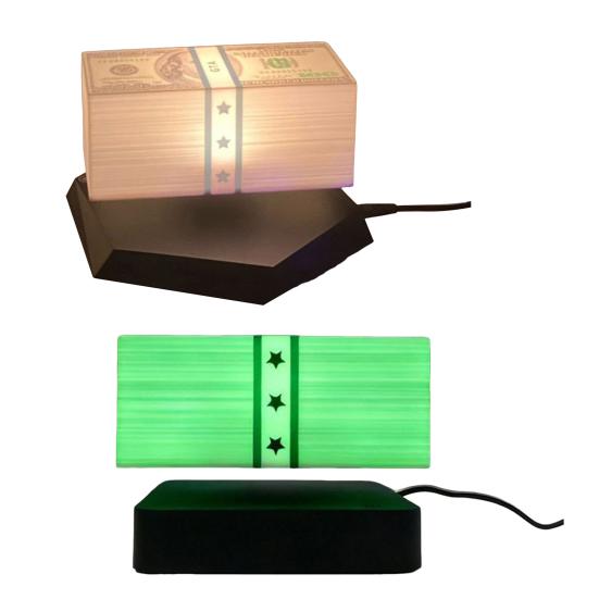 Floating Money Lamp Magnetic Levitation Cash Lamp 360 Degree Rotating Desk Lamp with 3-Color/Green Light for Office Game Room Decor Gift for Men