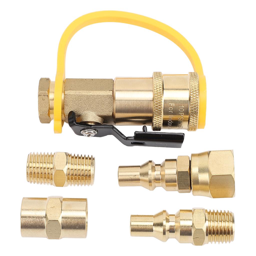6PCS RV Quick Connect Adapter Fittings 1 4in Brass Shutoff Valve Kit for Trailers Motorhome Camping Vehicle