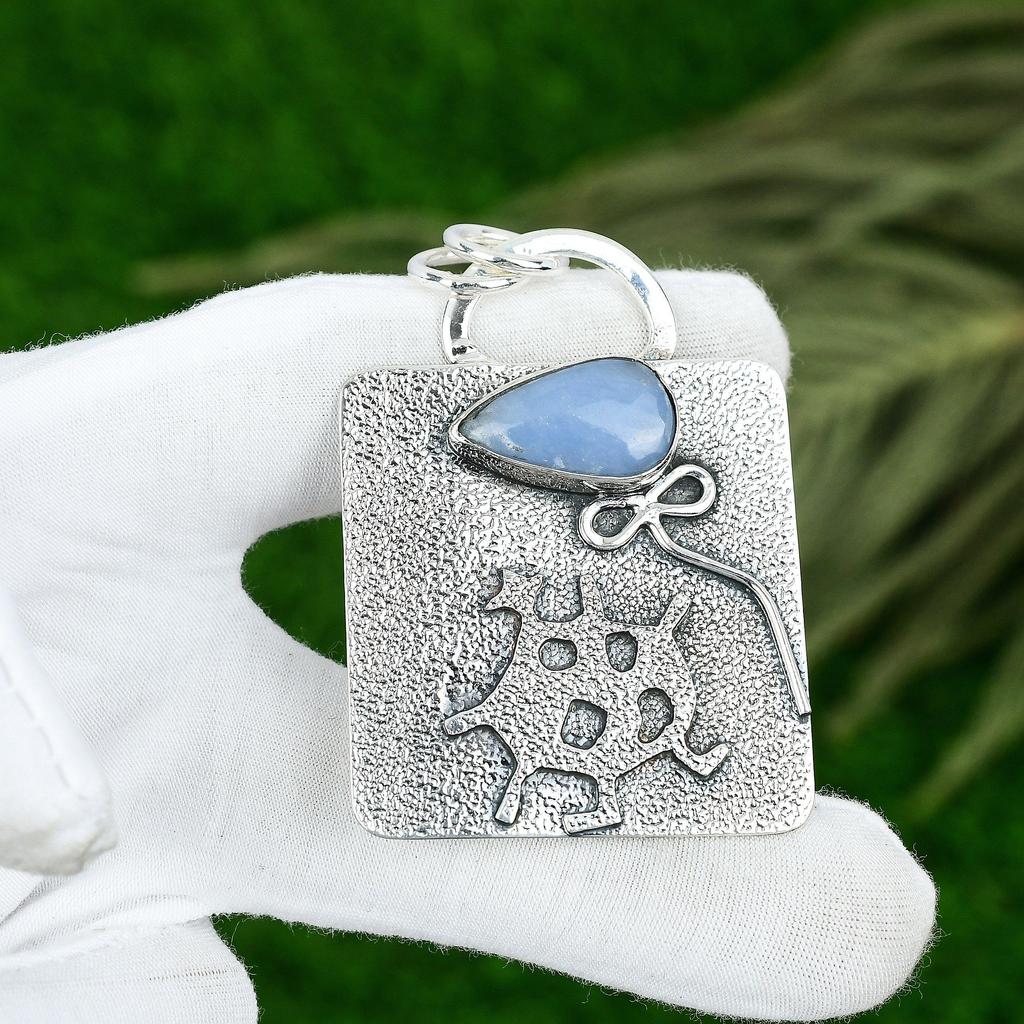 Friendship Day Deal Owyhee Blue Opal Gemstone 925 Sterling Silver Bezel Pendant
