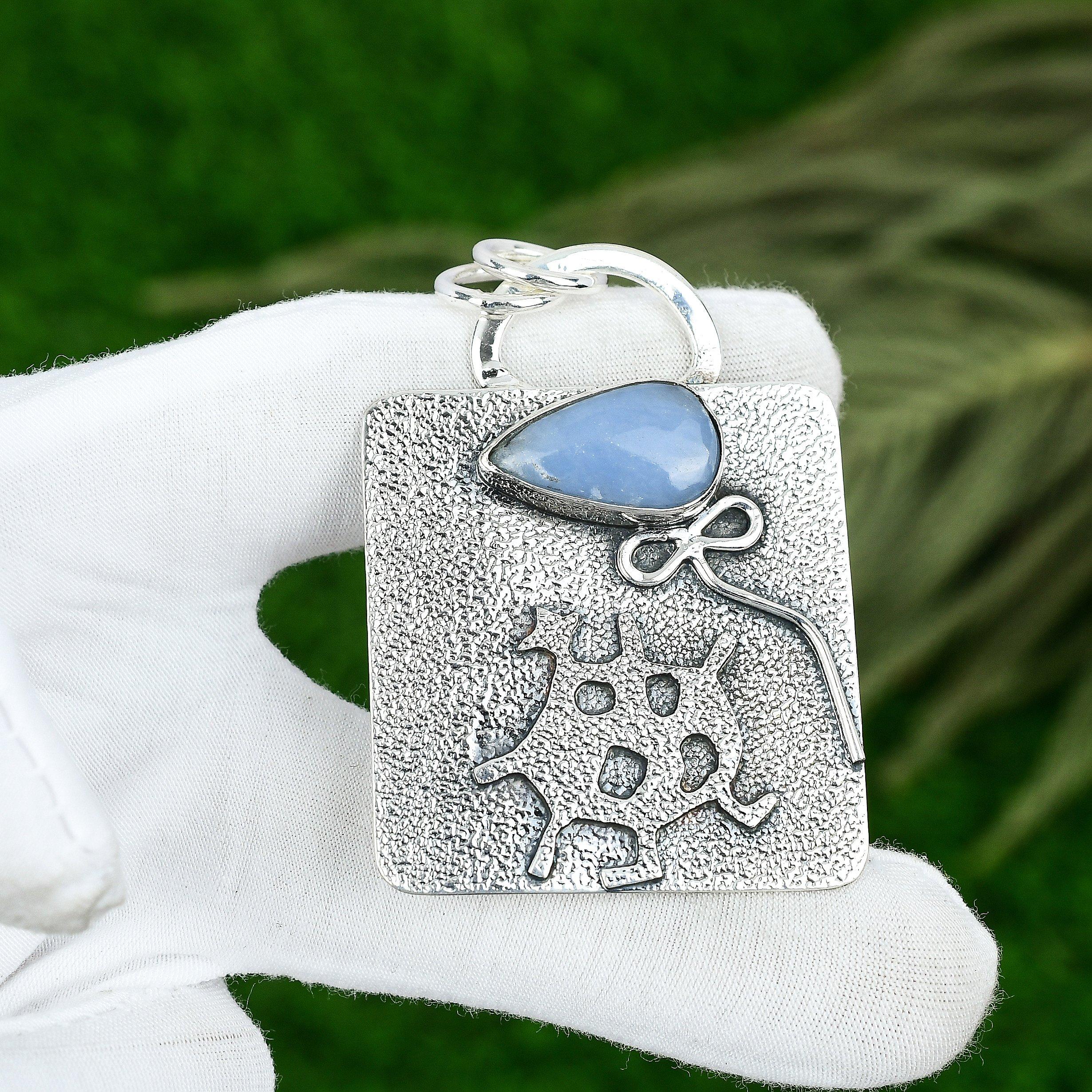 Friendship Day Deal Owyhee Blue Opal Gemstone 925 Sterling Silver Bezel Pendant