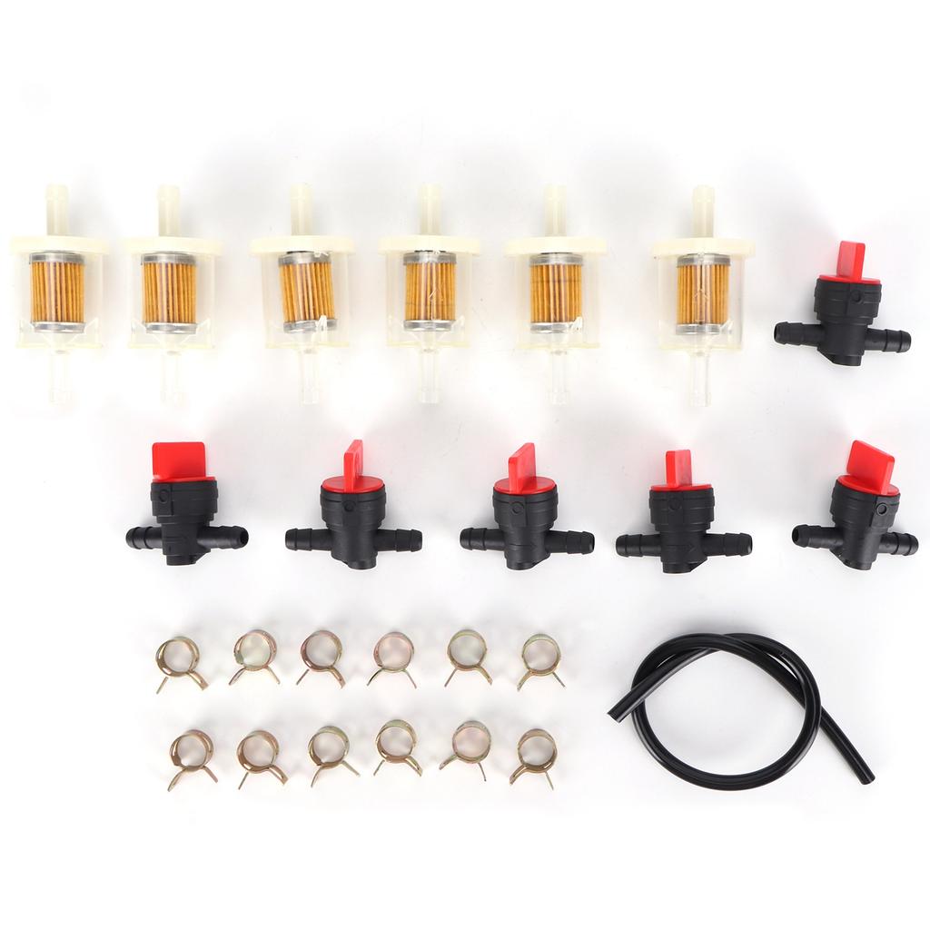 Gas Tank Shut Off Valve Clamp Fuel Filter Fuel Line Kit Lawn Mower Brush Cutter Accessory