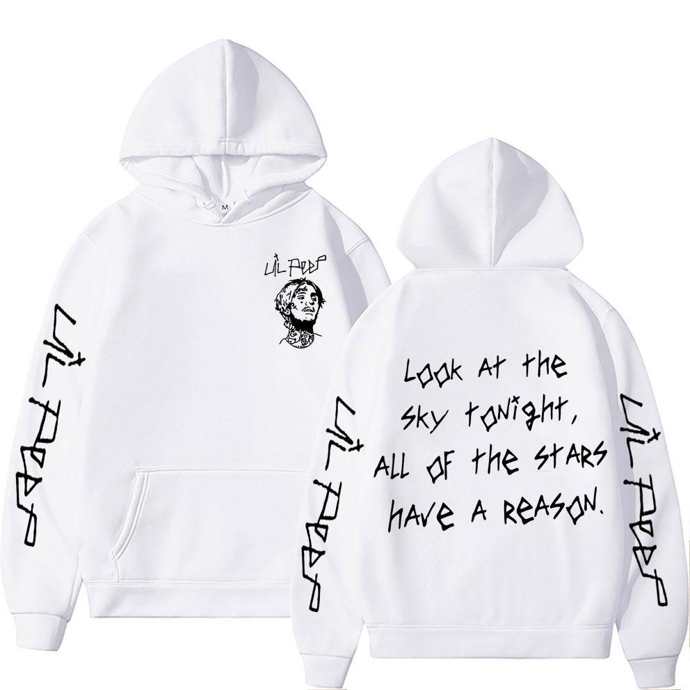 

Худі з принтом репера Lil Peep Look At The Sky Tonight All of The Stars Have A Reason для чоловіків та жінок, хіп-хоп, оверсайз, світшот 3XL білий