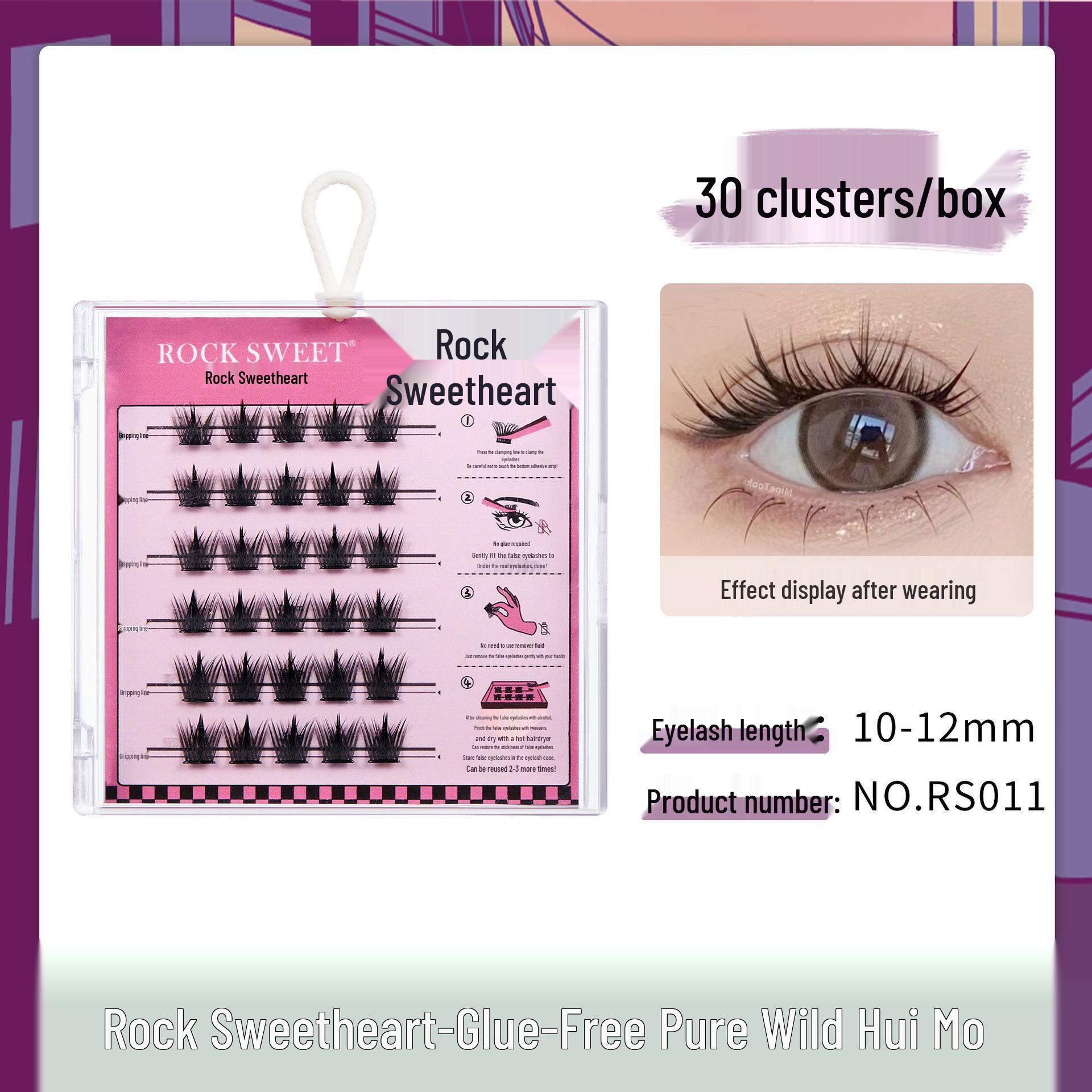 

Rock Sweet Self-Adhesive Cat-Eye False Eyelashes for Women - Three-Part Series, No Glue Needed.