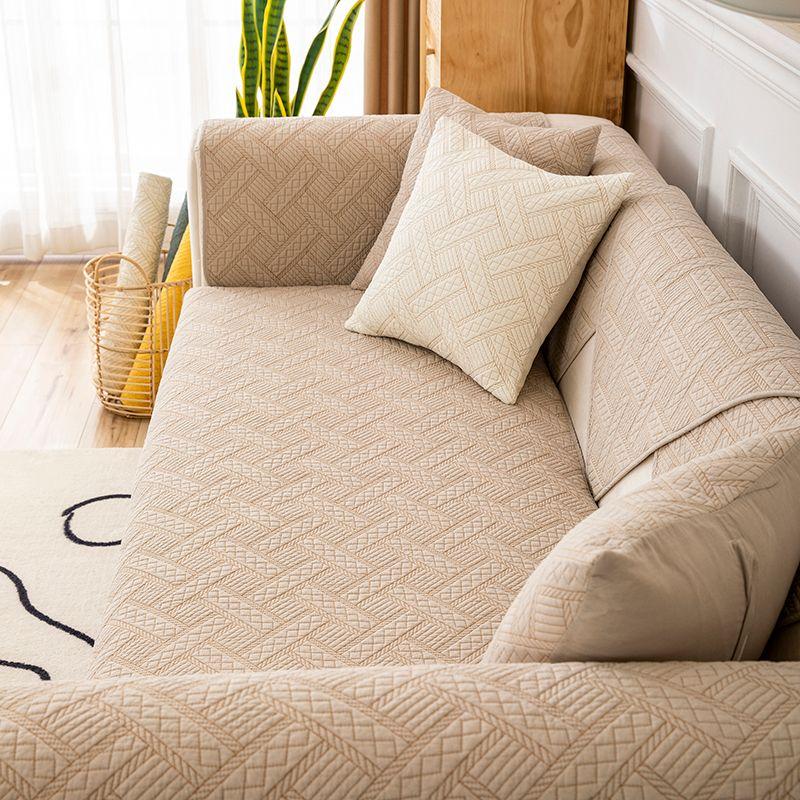 

Cotton Sofa Cushion Fabric All Year Round Neutral Non Slip Solid Wood Cushion Classy Light Luxury and Simplicity Sofa Cover Slipcover Pure Cotton Ya Mo-khaki Pillow cover with core