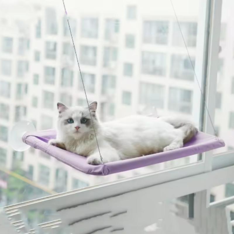 Aerial Pet Bed Hammock for Cats - Hanging Window Seat Climbing Frame Kitten Nest with 20kg Capacity Sunny Nesting Area Cat