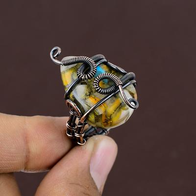 Gema Abejorro de Cobre Natural Alambre de Cobre Envuelto Anillo de Regalo Talla 9.5 C5D79