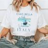 "ciao Bella" Italy T-shirt Women's Vacation Travel T-shirt Durable Plus-size Casual T-shirt Holiday Activity Accessories Wear