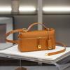 23Cm first layer ostrich pattern cowhide lunch box bag genuine leather shoulder bag fashion messenger bag simple small lock women's bag