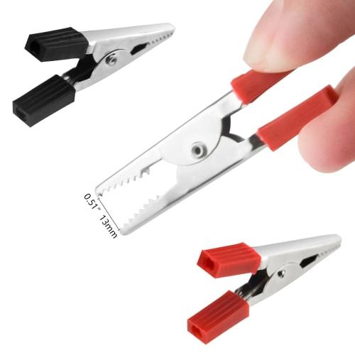 WMYCONGCONG 120-Piece Kit of 48mm Metal Alligator Crocodile Clips, Electrical Test Clamps, Battery Clips with Plastic Handles, Red and Black