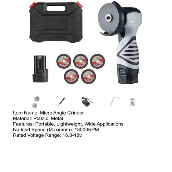 Handheld Cutting Tool for Steel 16.8V Cordless Mini Angle Grinder, Portable Lithium Power Tool, Metal Rust Removal Grinder Polishing Grinding Wireless