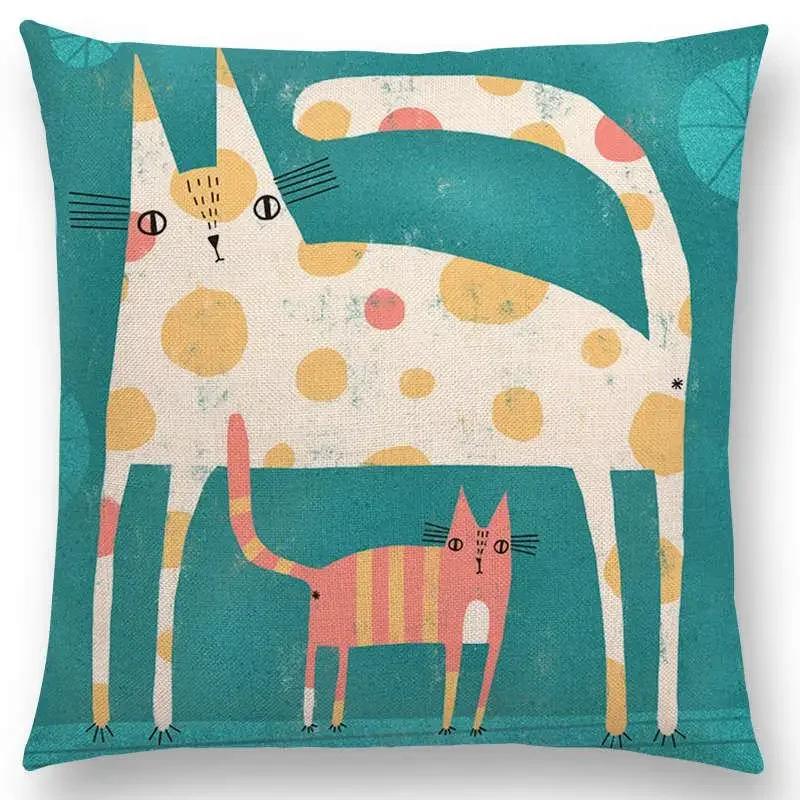 Abstract Fantasy Animals Painting Sofa Throw Pillow Case Dachshund Owl Cat Dog Squirrel Rabbit Fox Elephant Cushion Cover