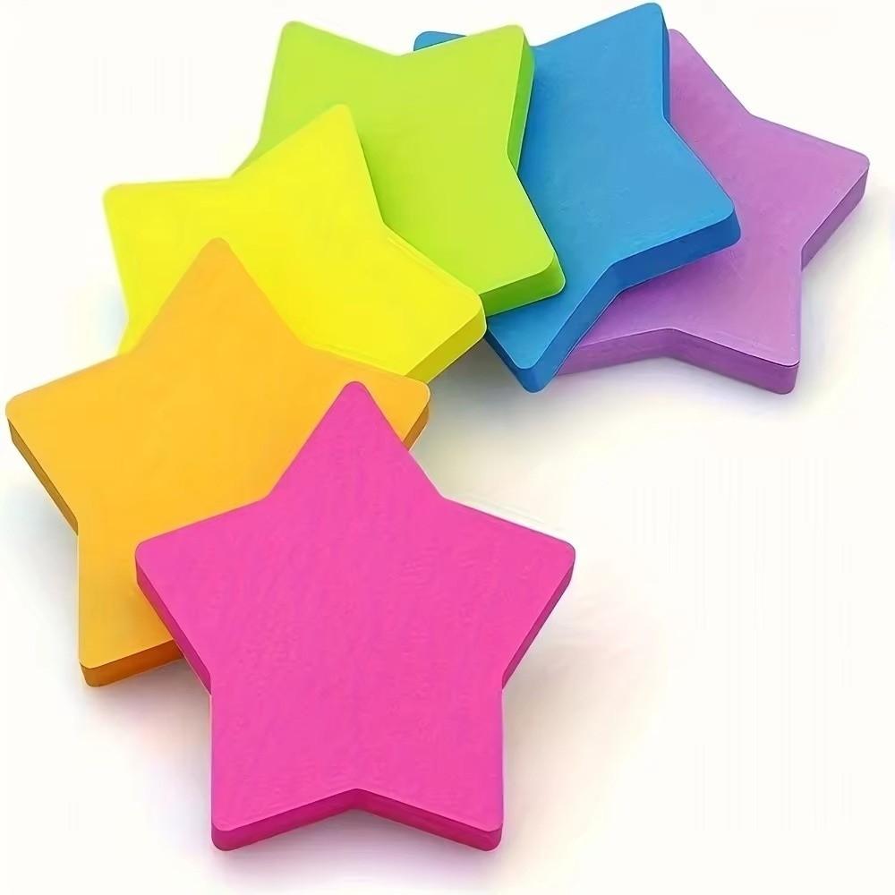 6pcs/set New Star-Shaped Sticky Notes Vibrant Colorful Mixed Color Notepads Notebook Creative School Supplies Study Office