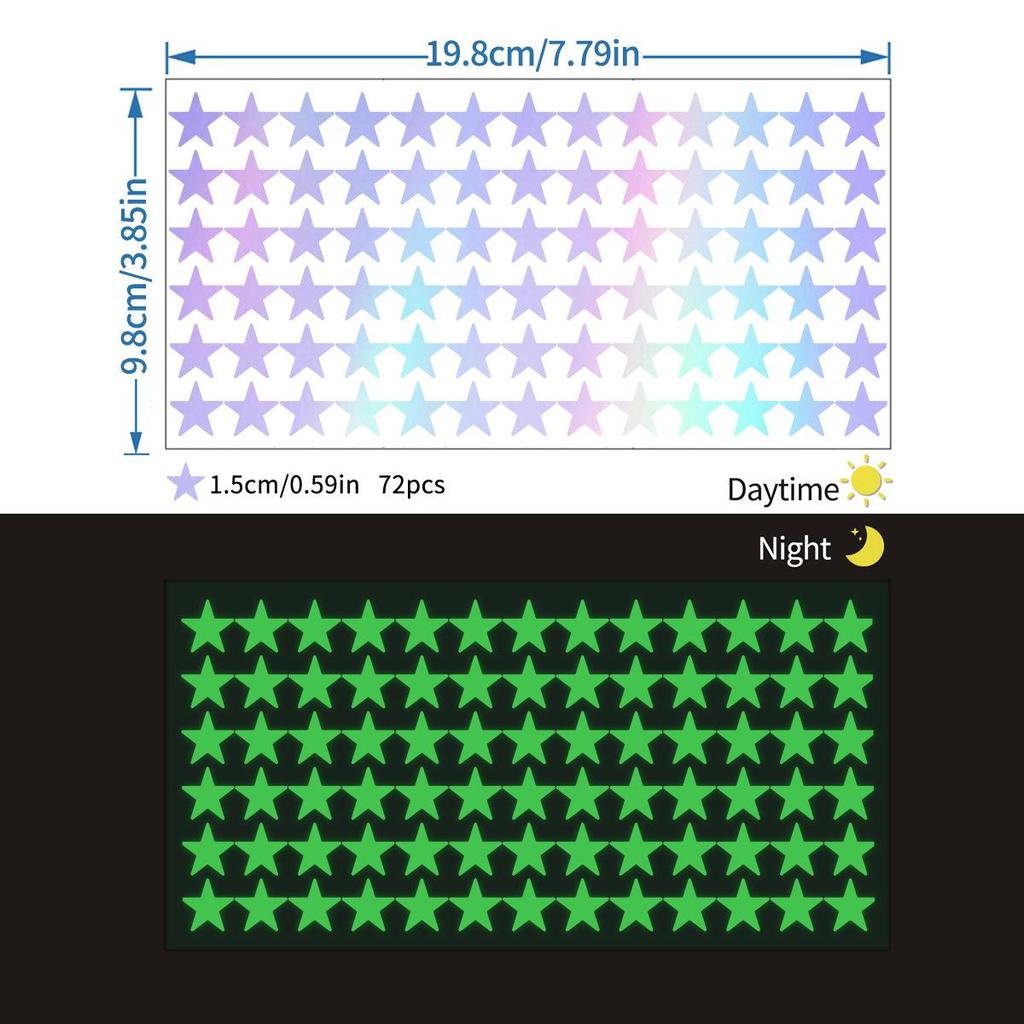Iridescent Glow-in-the-Dark Star Stickers for Kids' Room, Bedroom, Party, or Window Decoration