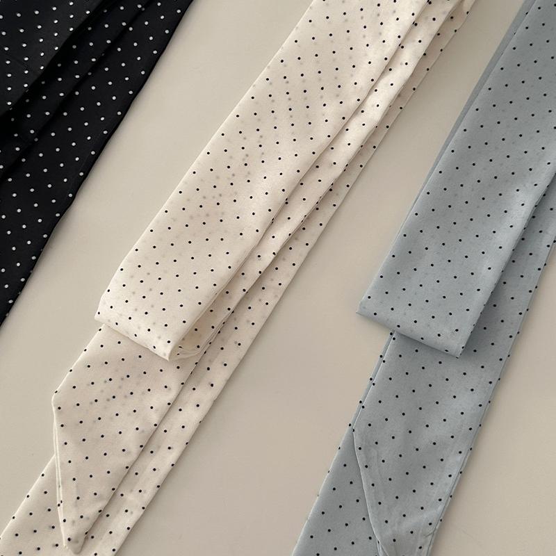 Women Narrow Long Scarf 190X4.5Cm Polka Dot Tie Bag Ribbon Headband Choker Streamer Lady Accessories
