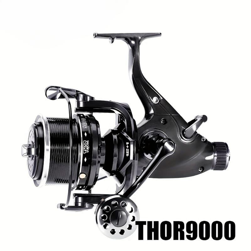 

Повністю металева Високоякісна Подвійне гальмо Велика Спінінгова котушка для далекого закидання Водонепроникна Підходить для морської риболовлі Плавний схід волосіні 9000 чорний