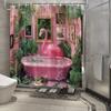 Chic Flamingo Shower Curtain - Waterproof, Mildew-Resistant With Tropical Pink Bathtub Design For Quirky, Stylish Bathroom Decor