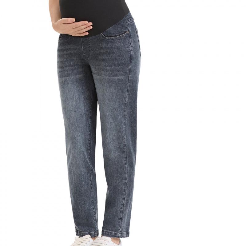 

High-Waisted Maternity Jeans: European & American Style Belly Support Pants S чорний