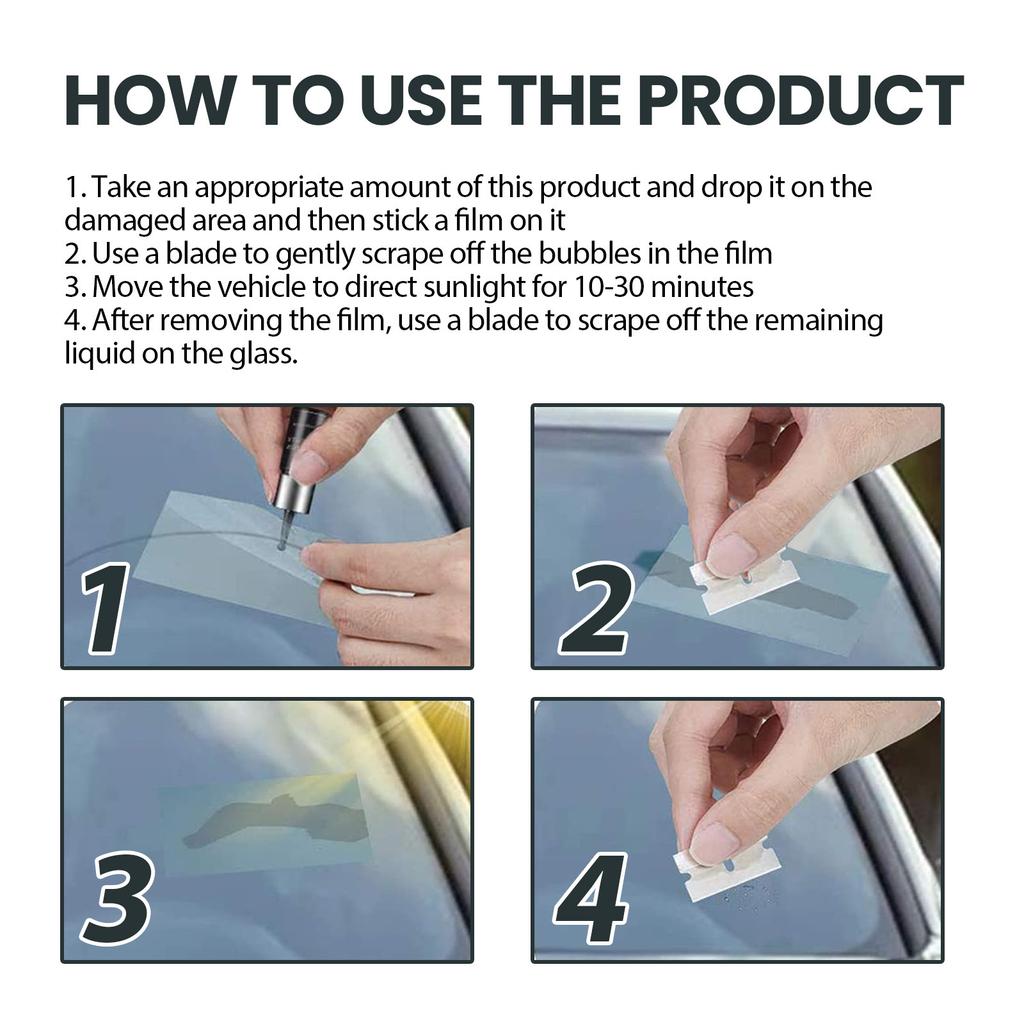 Kit de reparare a parbrizului Homonth pentru parbrize auto Adeziv specializat pentru repararea fisurilor, zgârieturilor, sparte și lipite