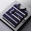 Gestreiftes Baumwollhemd für Herren mittleren Alters, langärmeliges T-Shirt für Herren mittleren Alters, ST-Shirt