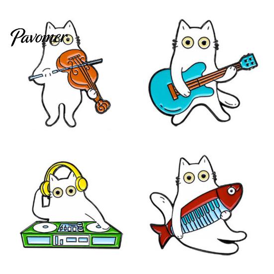 Animal Brooch Accessory Musical Instrument Cat Pin, Guitar Violin Piano DJ Kitten Badge Metal Pin for Backpacks Hats Scarves Jackets Clothing