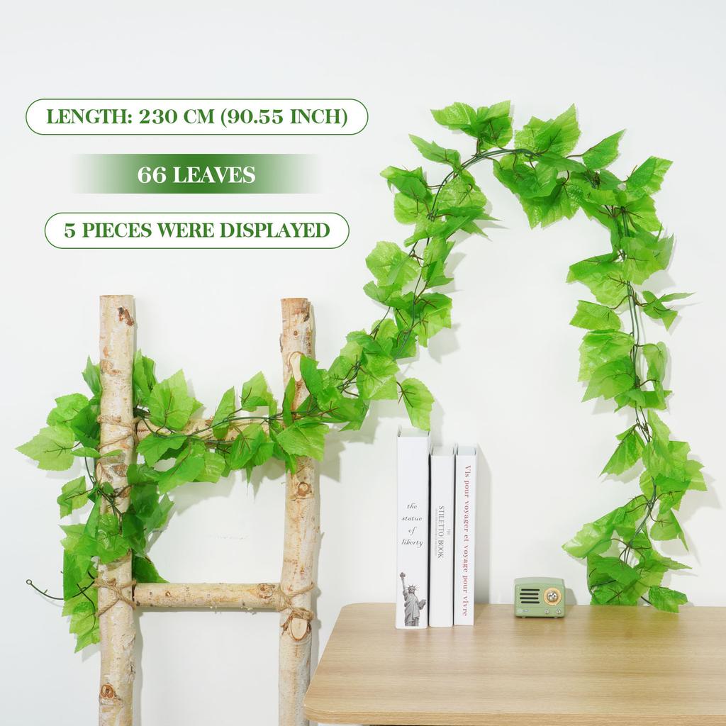 Artificial Grape Leaf Green Vine Sweet Leaf Rattan Plastic Decor for Ceiling Vegetable Fruit Orchard Outdoor Wedding Pendant