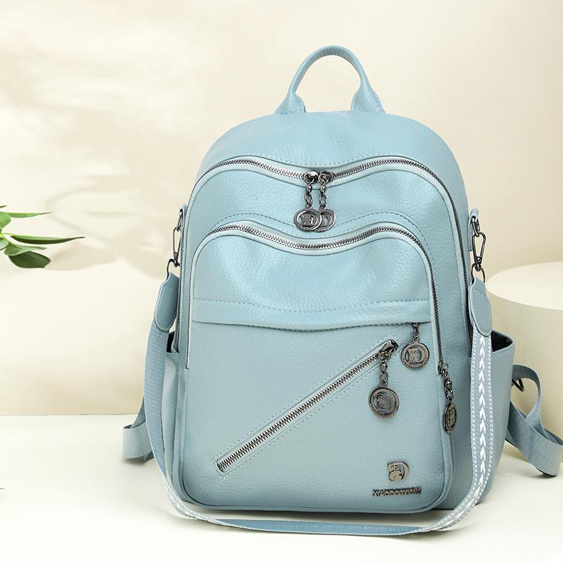 Schoolbag: New women's backpack, for work and travel, large capacity, versatile and practical soft leather backpack