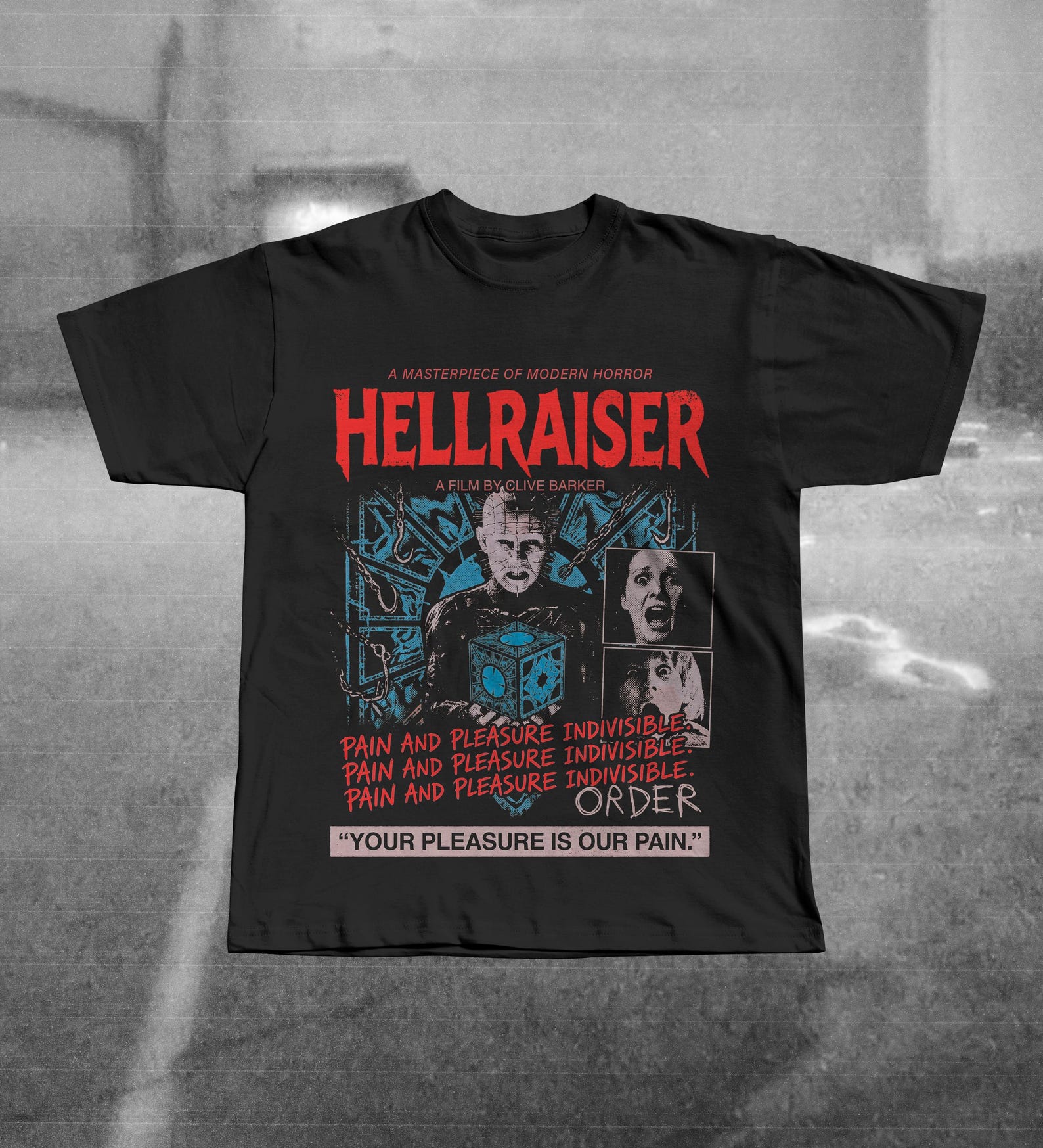 Hellraiser Movie Graphic Tee | Clive Barker Horror Film Shirt | Pinhead Shirt | Lament Configuration Tee | 80s Cult Horror T-Shirt M