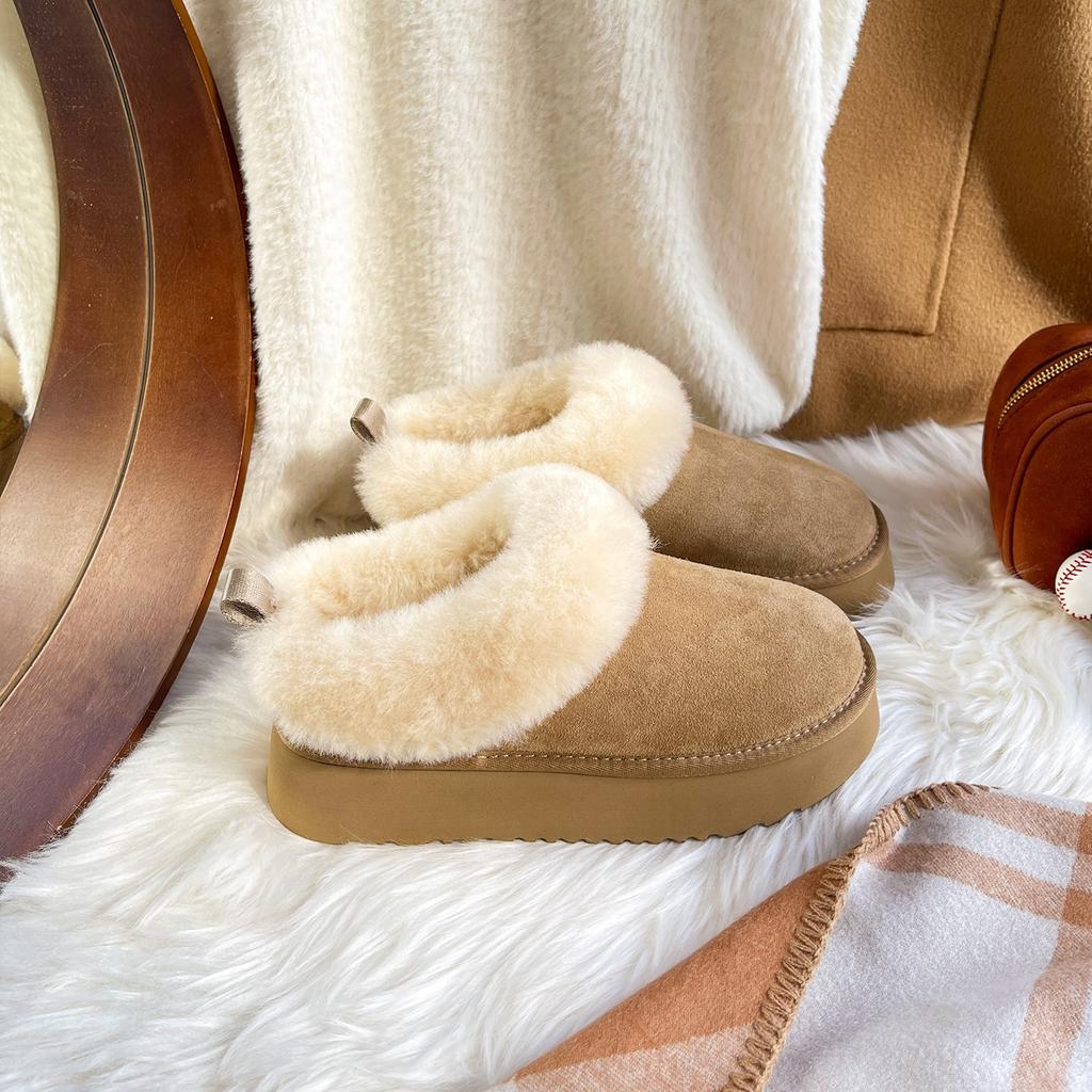 Fleece and Thicker~ Low-top Thick-soled Snow Boots for Women's 2025 Winter New Warm and Heightening Fluffy Shoes Cotton Shoes