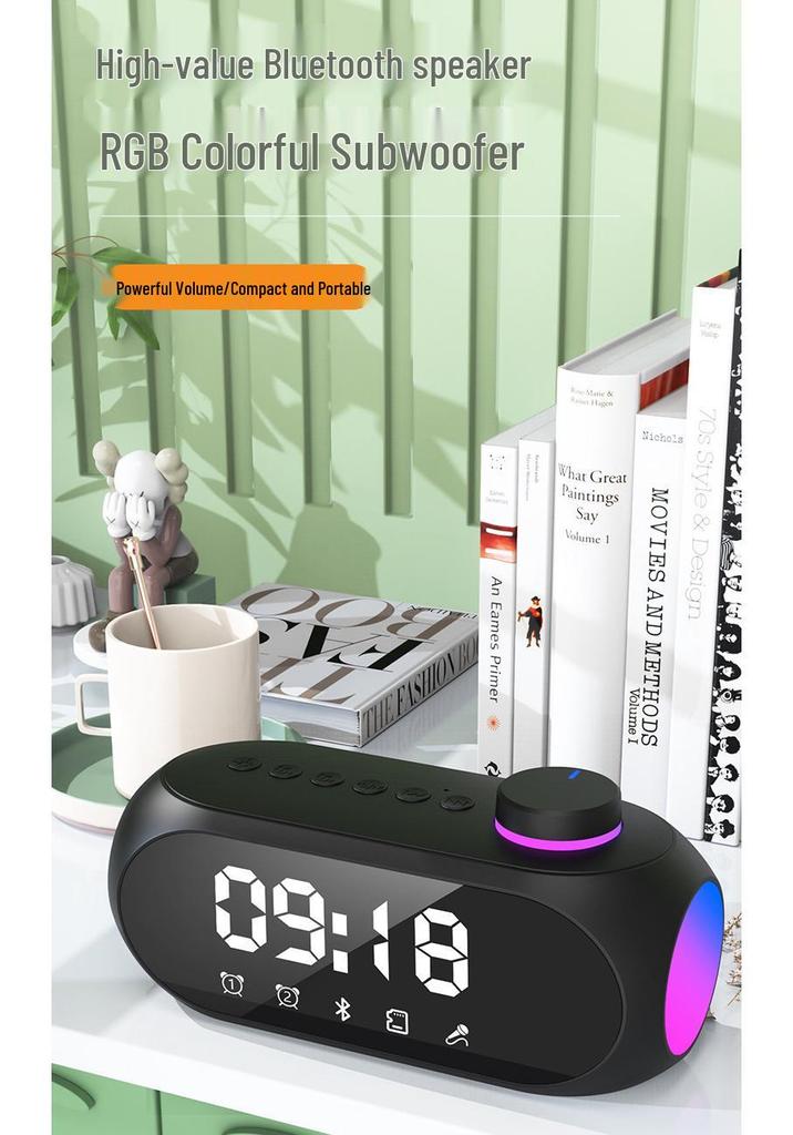 Bluetooth Mini Speaker S18: Night Light, Subwoofer, Portable Clock & Desktop Audio