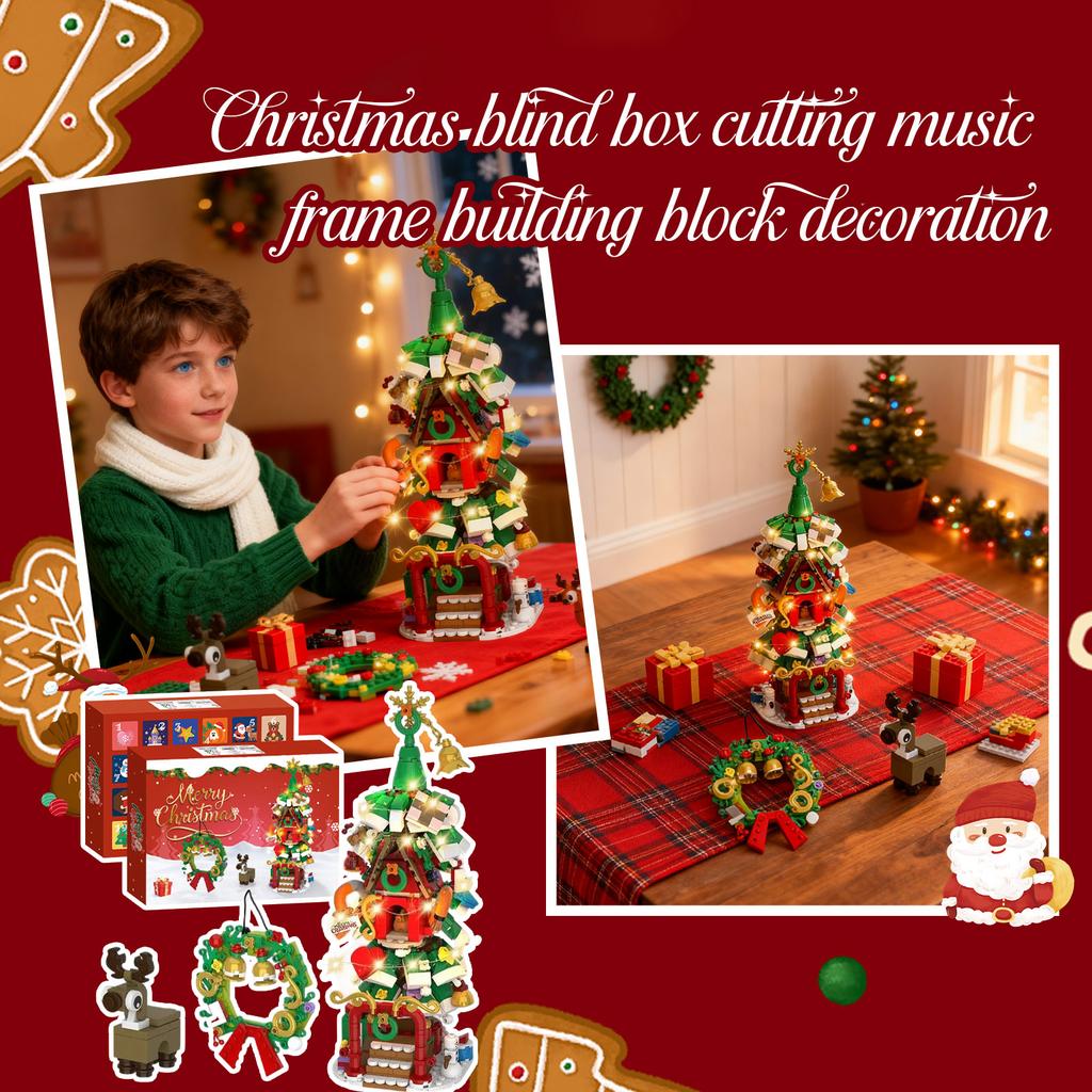 Advent Calendar Christmas Tree Building Block Set, 820 Pieces Christmas Claus Train Toy Decorations Building Kits For Adults Kids Teen Girls Boys
