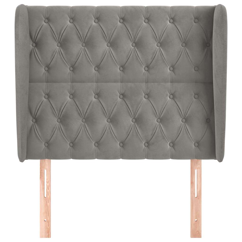 vidaXL Kopfteil mit Ohren Hellgrau 103x23x118/128 cm Samt