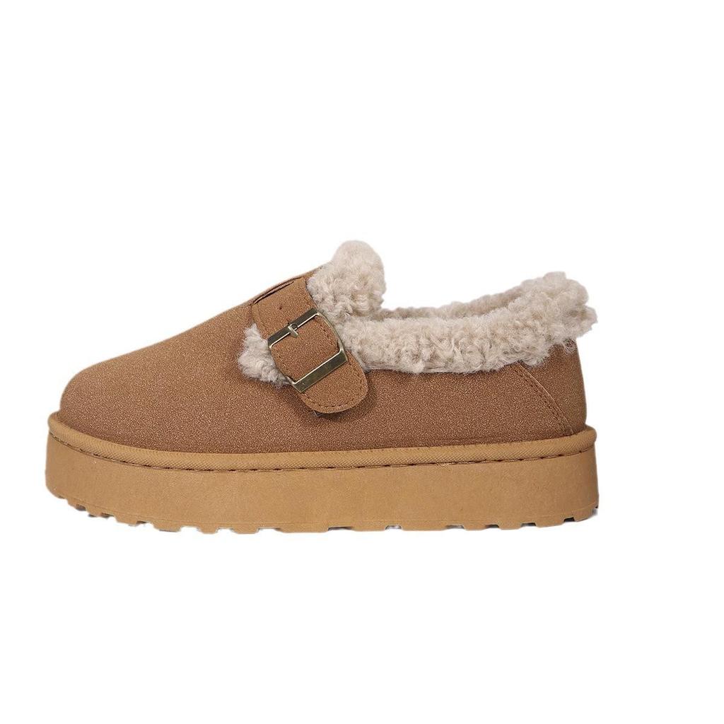 Women's Retro Snow Boots Fleece-lined Moccasins, 2025 Thick-soled Slip-on Winter Shoes.