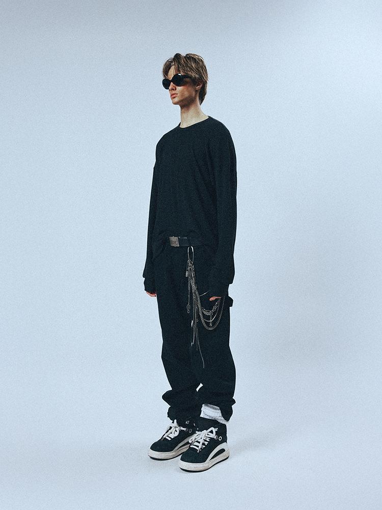 SUNDAY FRUIT MARKET Sunday Mini Waffle Ls Tee Charcoal