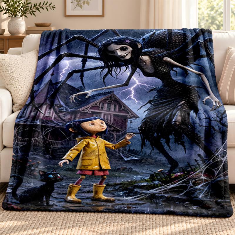 Coraline Blanket Flannel Blanket Soft Cozy Plush Throw for Sofa Bed Lightweight Home Decoration Outdoor Camping
