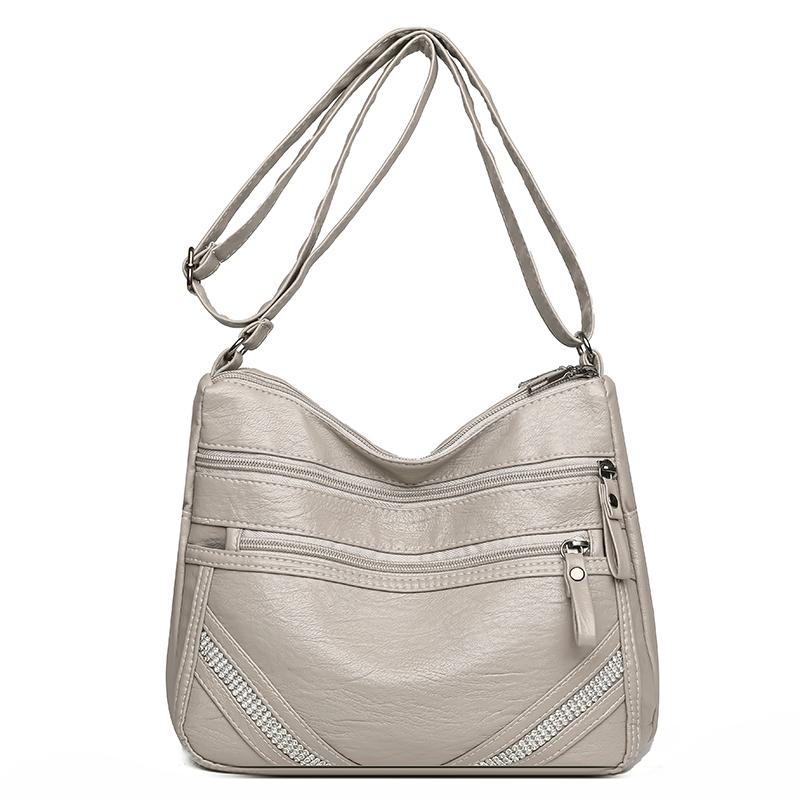 Geantă de damă cu mai multe straturi, geantă de mamă retro cu capacitate mare, geantă de umăr crossbody