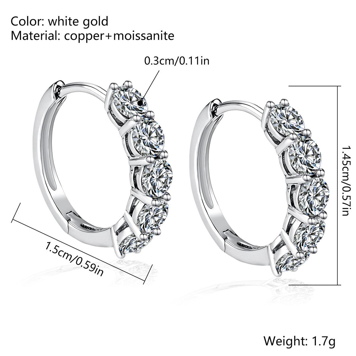 

BLUEONE light luxury simple temperament fashion ear buckle women s earrings electroplated 18K gold inlaid moissanite earrings