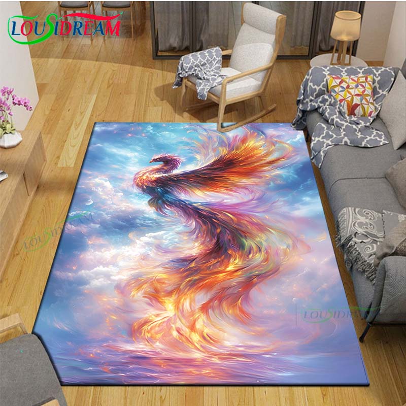 Popular Mythical Beast Phoenix Printed  Carpet Living Room Anti-Skid Area Rug Kids Bedroom Mats Yoga Mat Carpet Decor Gift